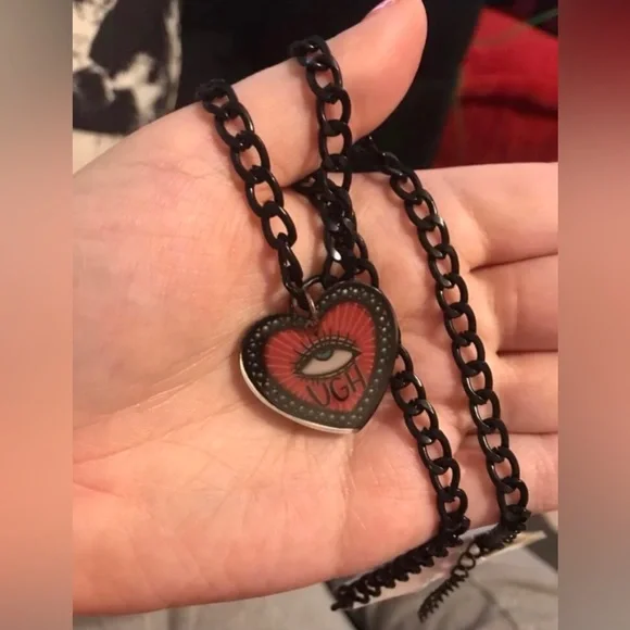 UGH Eyeroll Sarcasm Whatever 90s Eye Providence Ra Sun Rays Kawaii Punk Necklace - Picture 6 of 9